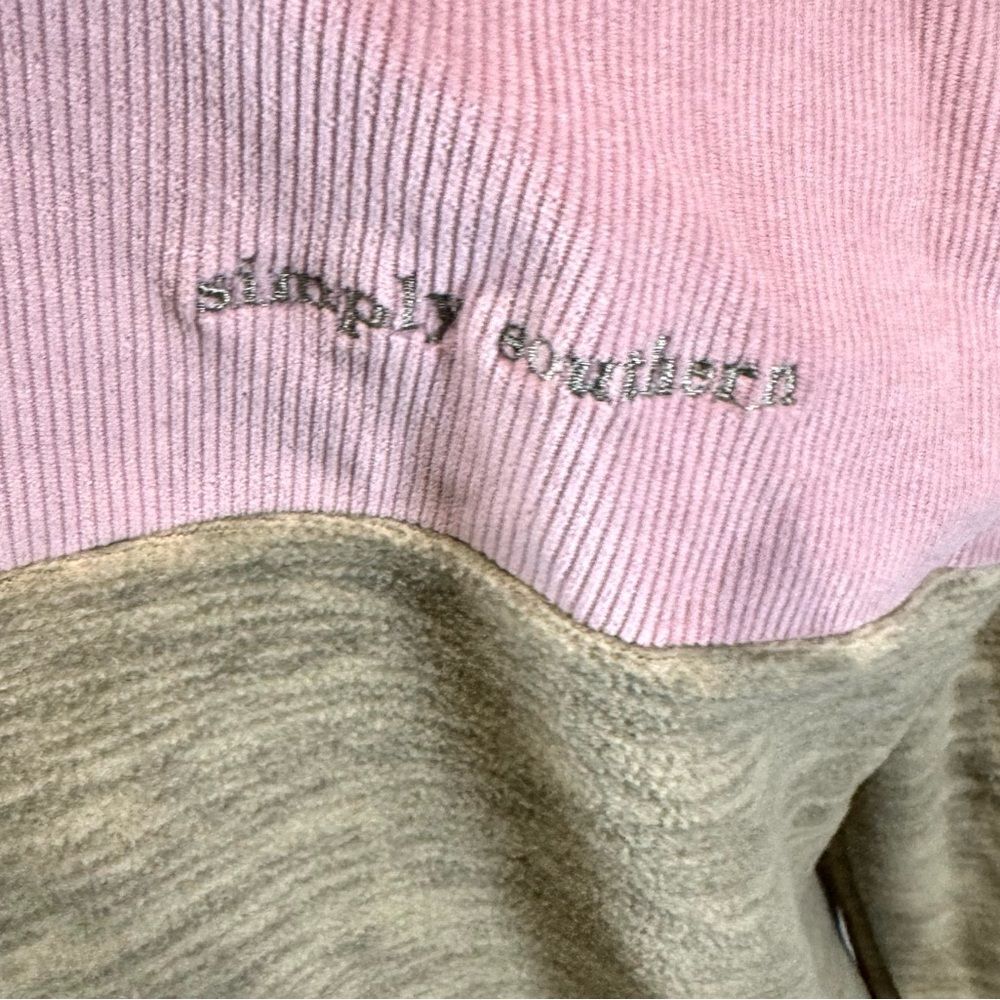 Simply Southern khaki and pink courdoroy and fleece pullover size large NWT - Picture 4 of 8